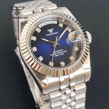 Tandorio Day Date Watch TD139 Seiko NH36 39mm / 36mm Sunburst Sapphire 10Bar