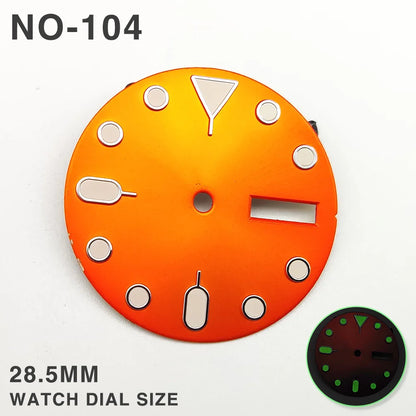 NH36 Dial 29MM Green Luminous Watch Faces with Dual Calendar Date Orange Surface Modification Accessories for NH36/4R Movement