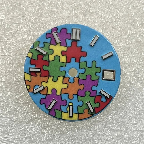 28.5mm/31mm NH35 Dial GBW9 Blue Luminous Logbook Watch Dial Enamel Surface Watch Faces Watch Accessories for NH35 NH36 Movement