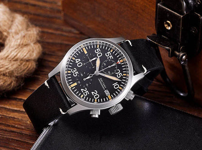 Baltany 39mm Military Chronograph Watch Man S5045 Sapphire Crystal 10ATM Stainless Steel VK67 Calendar Retro Quartz Wristwatches