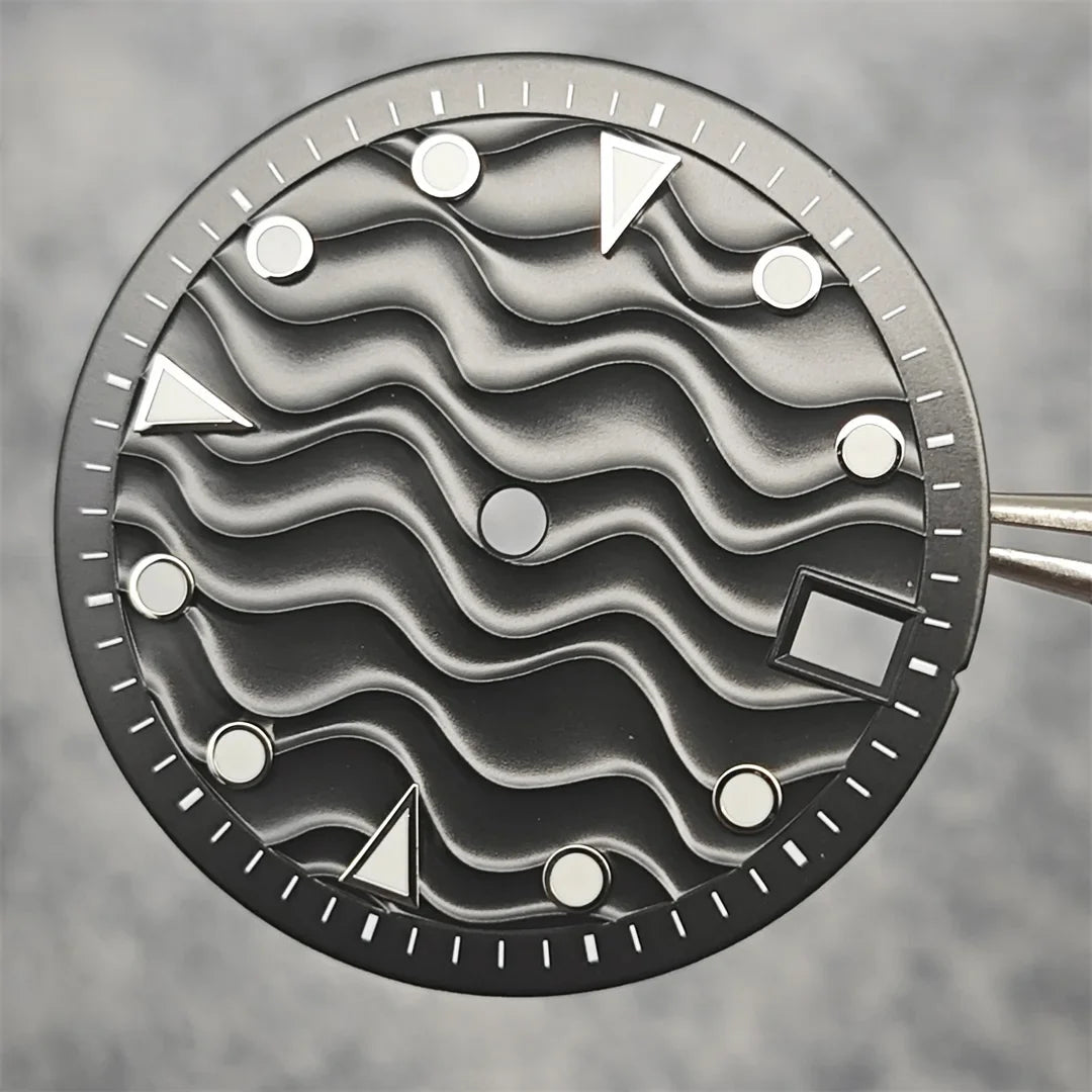 28.5mm Watch Dial Water Ripple Gradient Color Watch Faces Green Luminous Surface Man’s Watch Accessories for NH35 Movement