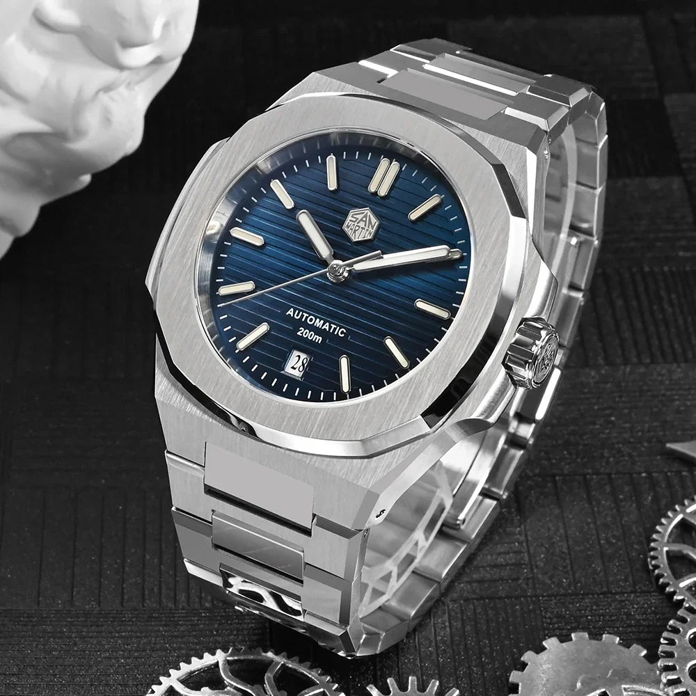 San Martin Nautilus MOD SN0075G 43mm Sw200  PT5000 Automatic AR Sapphire 20 ATM BGW-9