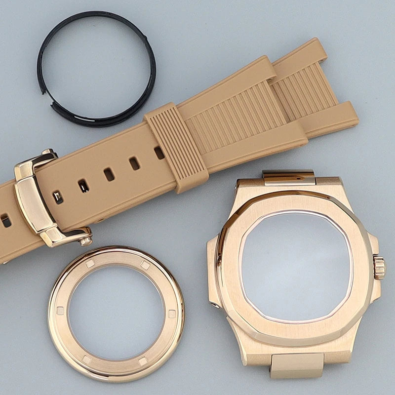Silver/Black/Rose Gold 40mm Watch Cases Strap Parts Sapphire Glass For NH35 NH36 NH34 NH38 NH72 Movement 30.8mmDial Mod Nautilus