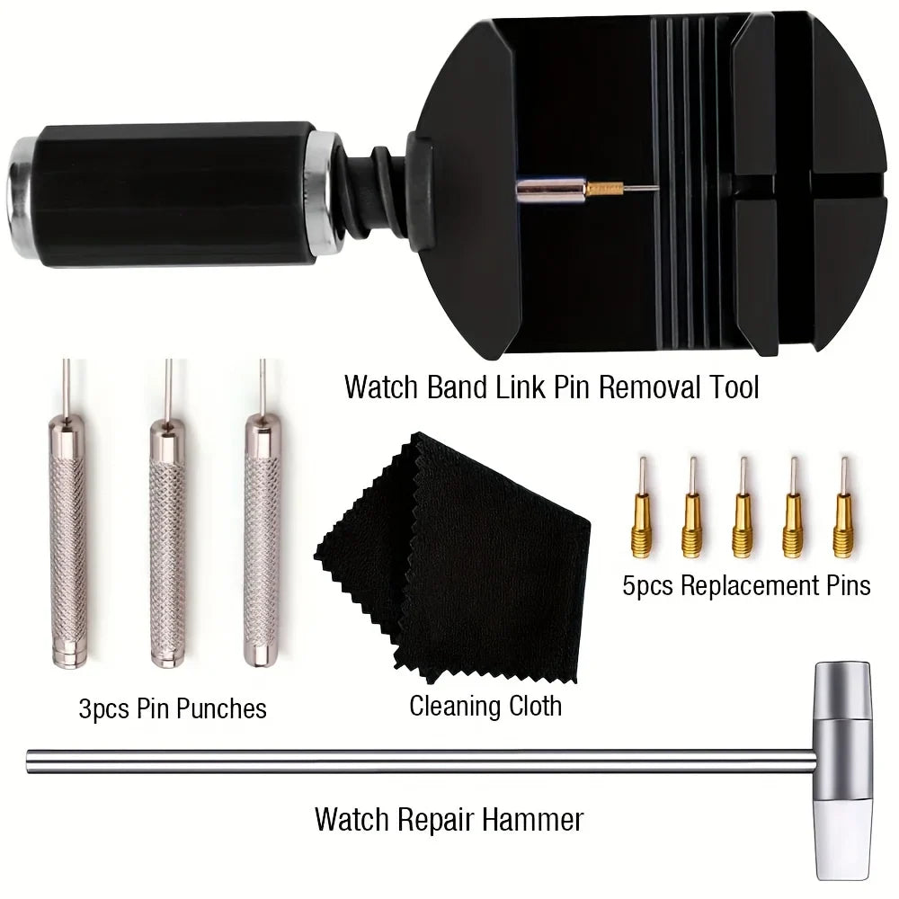 11pcs Watch Link Removal Tool Kit, Watch Band Tool Strap Chain Pin Remover Repair Tool Kit For Watch Band Strap Adjustment