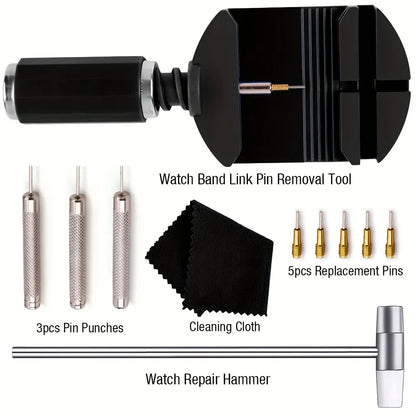 11pcs Watch Link Removal Tool Kit, Watch Band Tool Strap Chain Pin Remover Repair Tool Kit For Watch Band Strap Adjustment