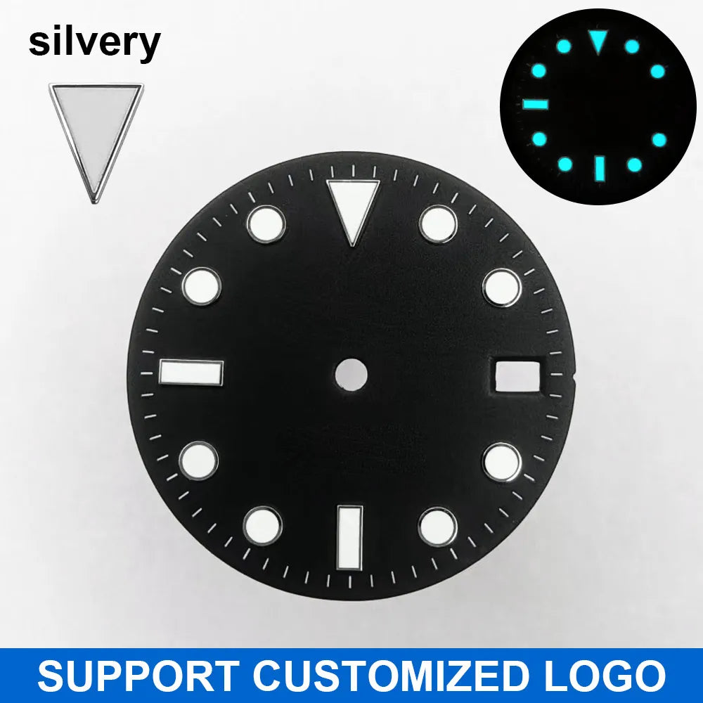 28.5mm diameter dial suitable for NH-34/35/36 movements GMT Luminous dial customization LOGO/name DIY dial watch parts