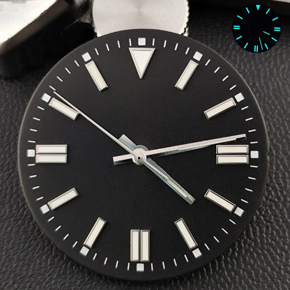 28.5mm Dial single/no calendar watch blue-green/green luminous dial hands fit for N H35/E2815/E2836 movement watch accessories