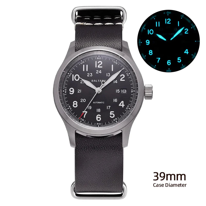 Baltany Field Watch S2049 Customizable 10ATM Waterproof 39mm  NH35 Automatic Ar Sapphire Swiss lume