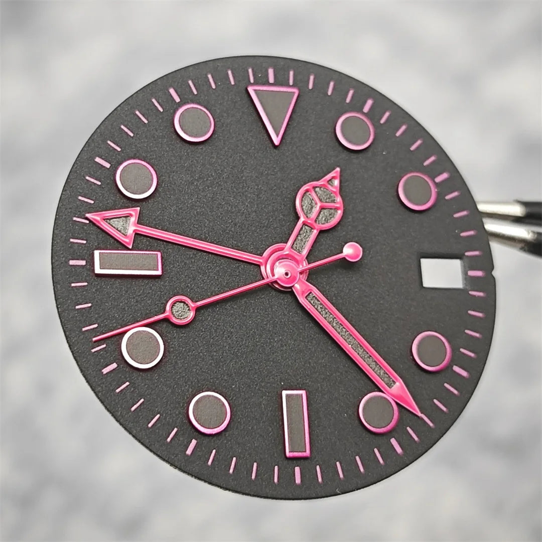 28.5mm NH34 Watch Dial + 4 Pointer Set GMT Mechanical Accessories SUB Watch Dial Modification Parts for NH34 and NH35 Movements