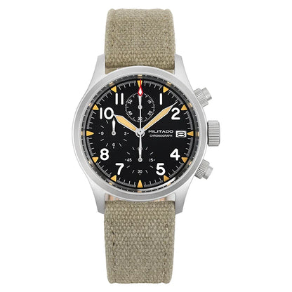 Militado ML1868KF Chronograph Watch  VK67 Quartz 10Bar 39MM Multifunction Military Watch BGW 9 Lume