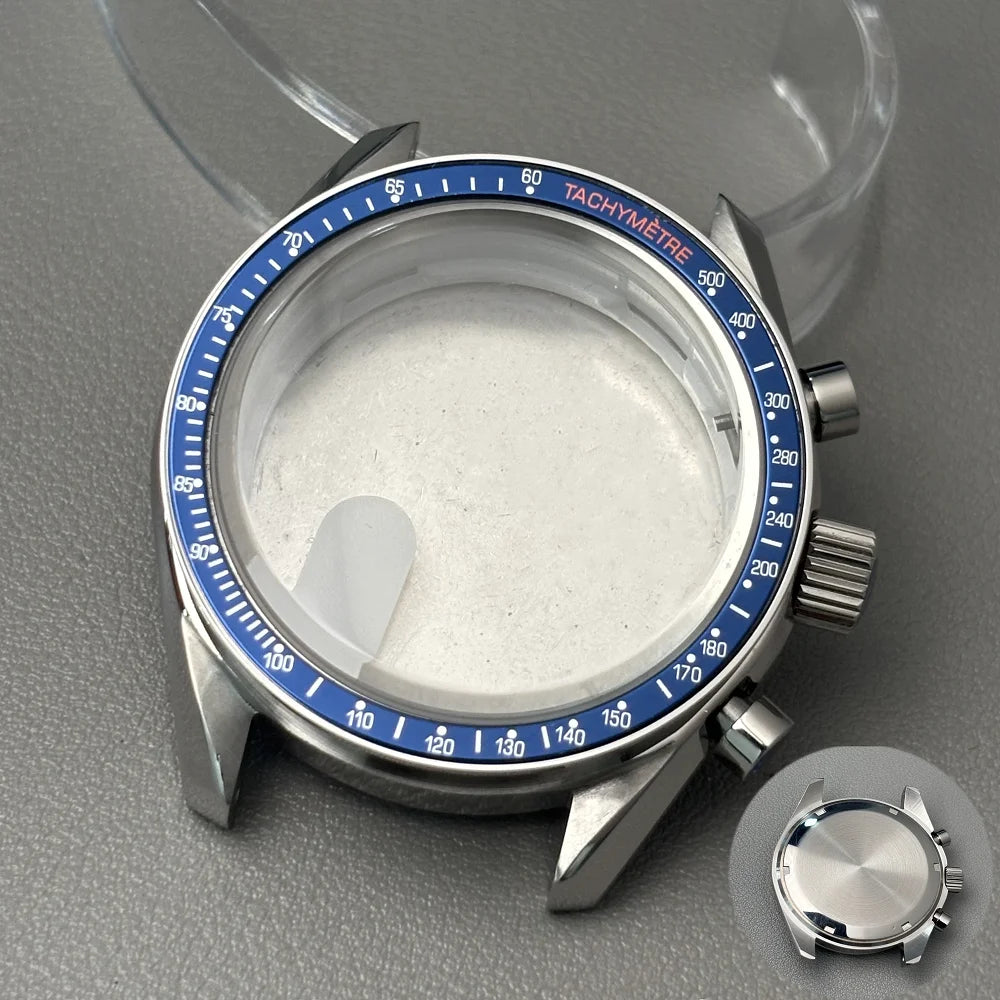 VK63 case 39.7mm moon metal case chronograph case bezel,VK63 Fashion Business watch sealed back moon watch mission mod