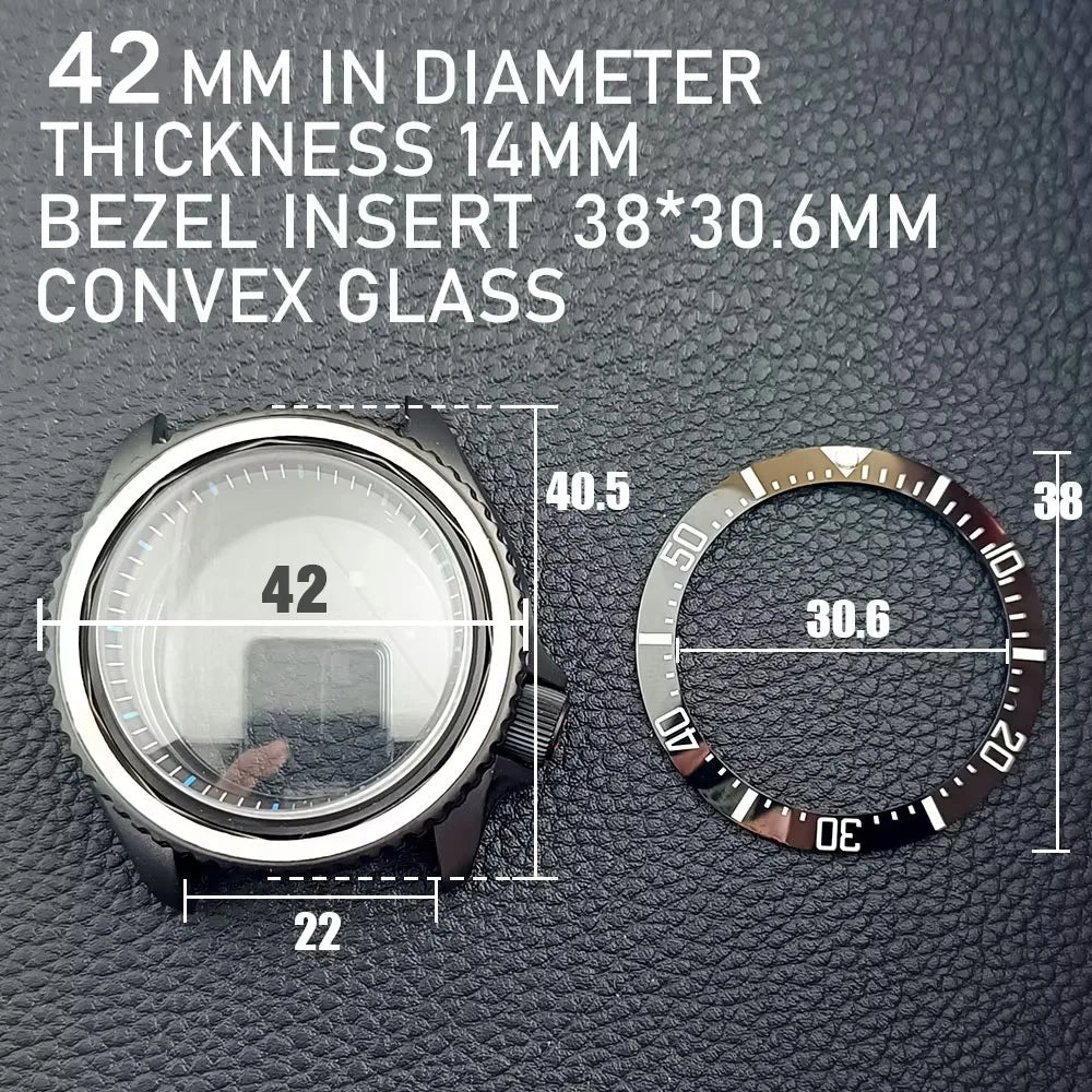 NH35 Case 42mm High-quality Yacht Master Steel Black Case NH35 NH36 Movement Case Watch Accessories Sapphire Glass 22mm Band