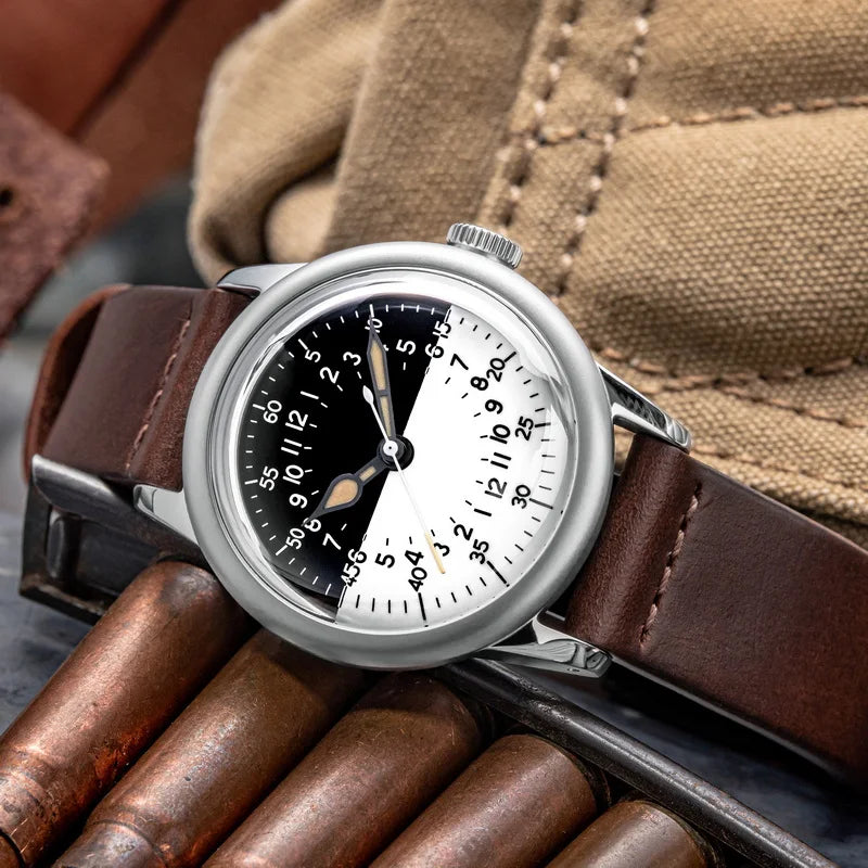 THORN SHY041 NH34 GMT Automatic Watch 36MM Pilot 15Bar Waterproof Half Luminous Dial Sapphire