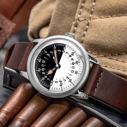 THORN SHY041 NH34 GMT Automatic Watch 36MM Pilot 15Bar Waterproof Half Luminous Dial Sapphire