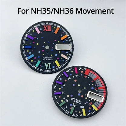 28.5mm Watch Dial Modification Watch Accessories Color Surface Mechanical Diving Watch Faces for Japan NH35/NH36 Movement
