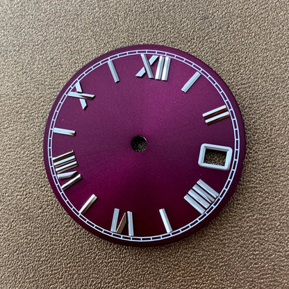 28.5mm Roman Scale Watch Dial Real Nail Modified Replacement Watch Faces with Single Calendar Window for NH35/NH36/4R Movement