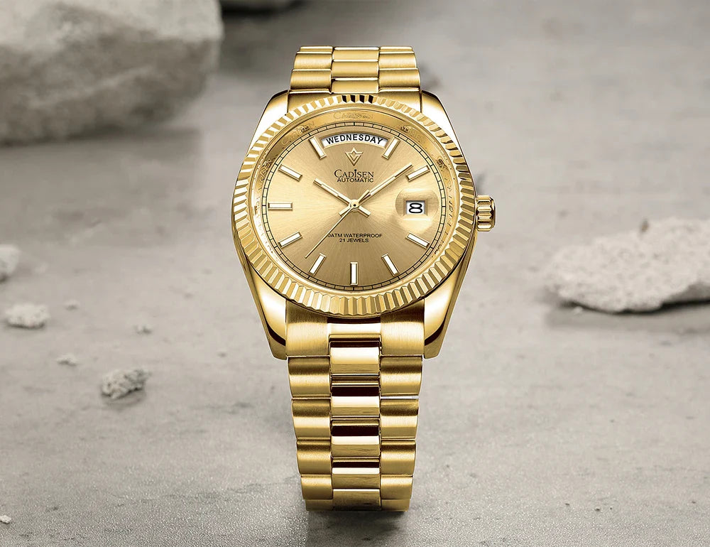 CADISEN C8215 DD40 Watches Day-Date AR Sapphir 10Bar MIYOTA 8285 Movt 40MM