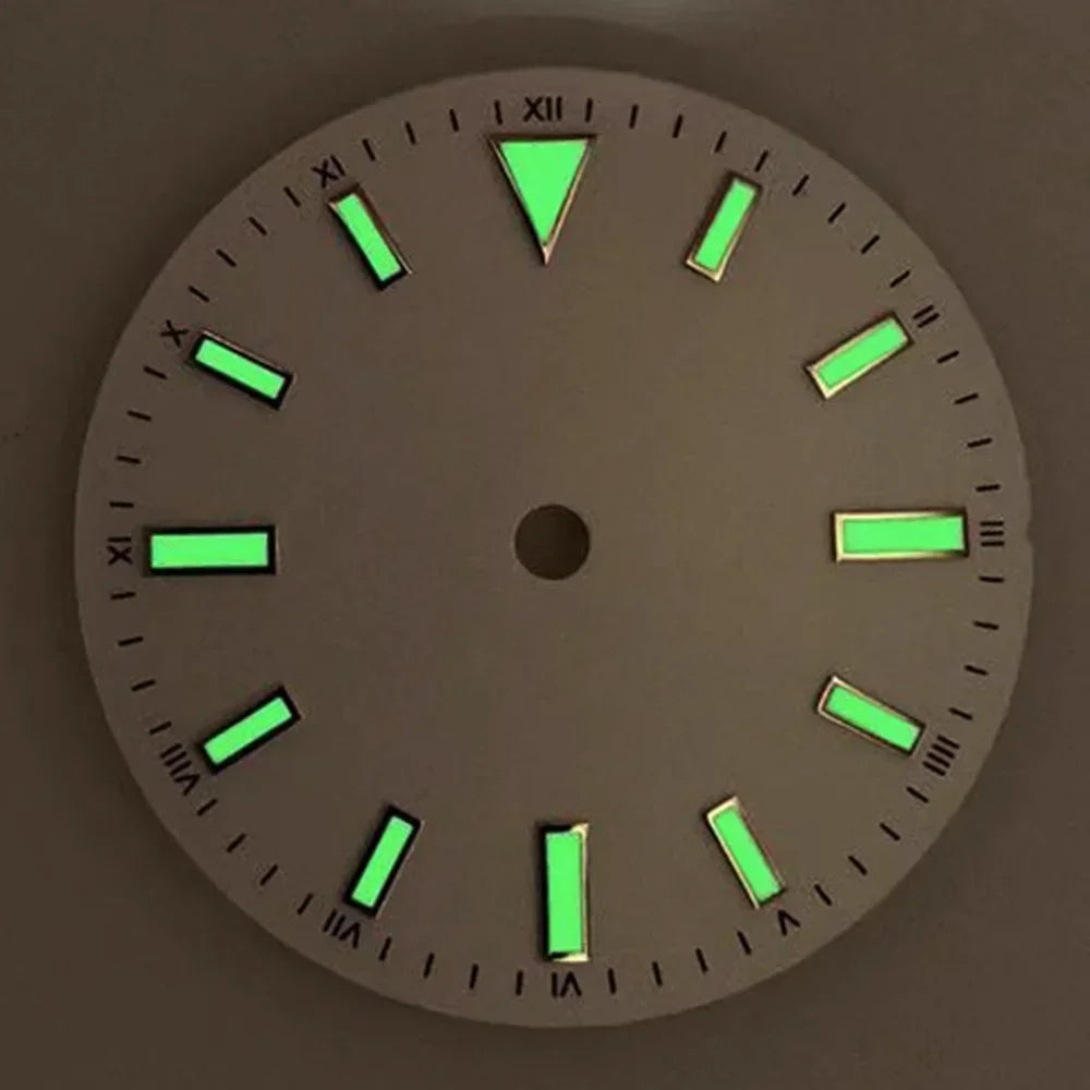 28.5mm Sunray Watch Dial Stripe Nails Green Luminous Font Modified Watch Accessories Suitable for NH35/8215/2836 Movement