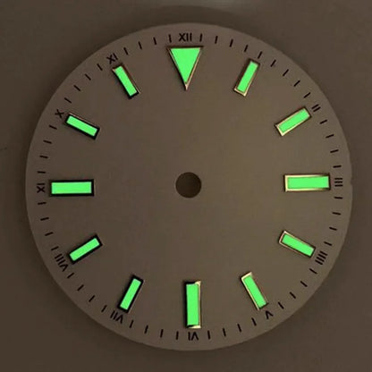 28.5mm Sunray Watch Dial Stripe Nails Green Luminous Font Modified Watch Accessories Suitable for NH35/8215/2836 Movement