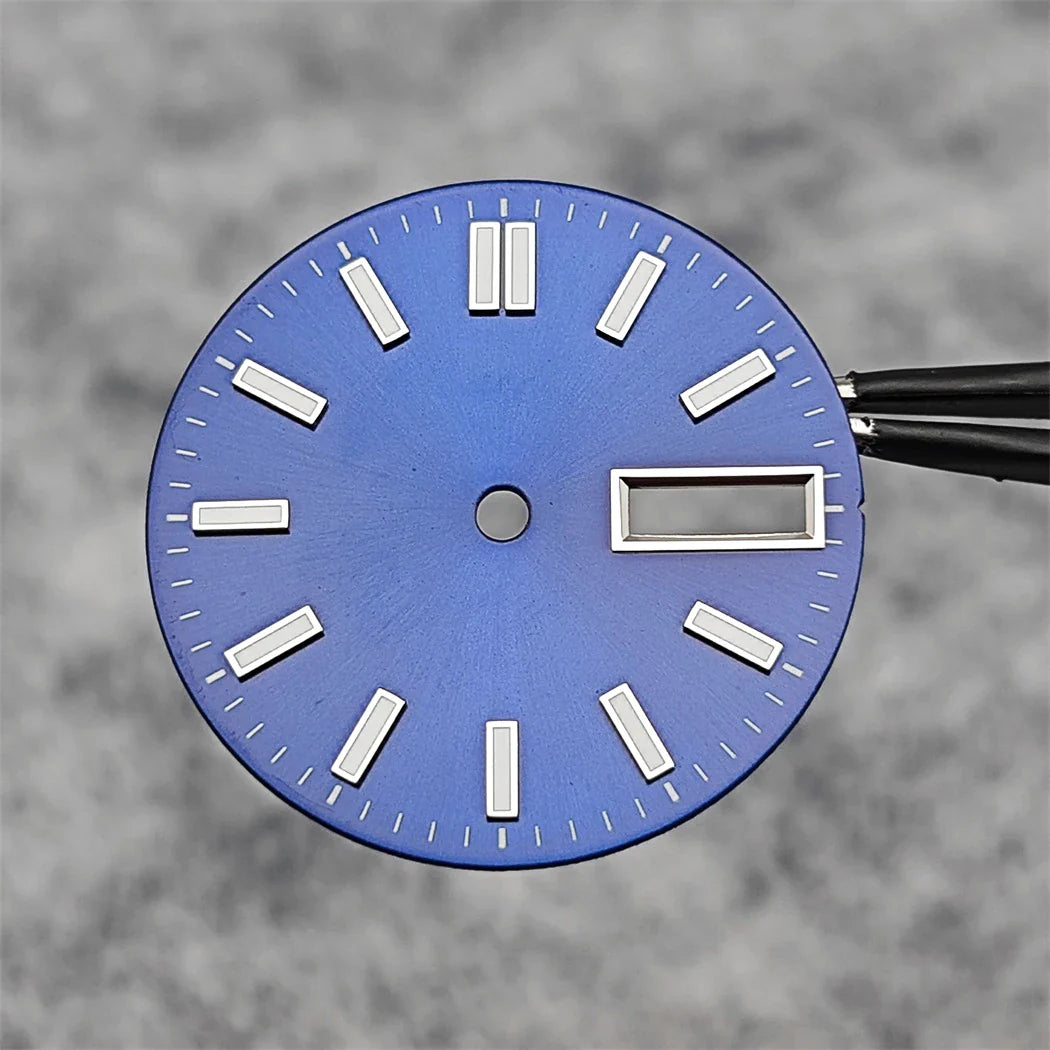 28.5mm Double Calendar Watch Dial Sunburst Watch Faces Green Luminous Watch Modification Accessories for NH36/4R/7S Movement