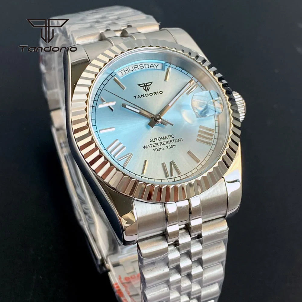 Tandorio Day Date Watch TD139 Seiko NH36 39mm / 36mm Sunburst Sapphire 10Bar