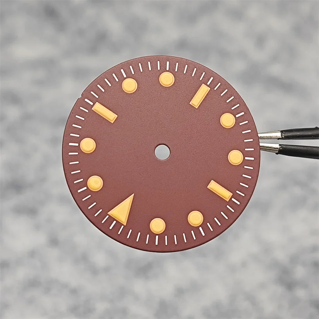 28.5MM Orange Scale Red Watch Dial No Calendar Window Without Date Watch Accessories No Luminous Suitable for NH35/8215/2836 Movement