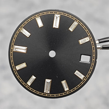 28.5mm Watch Dial Stone Diamond Nail Sunburst Watch Faces No Luminous Accessory Suitable for NH35 / NH36 Movement