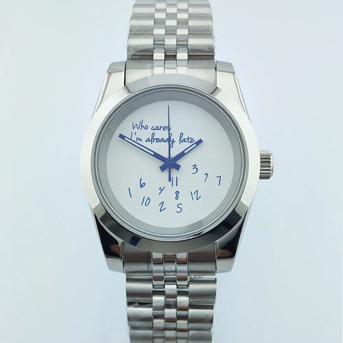 Special Dial Explorer Watch 39mm nh35 Who cares im already late Watch Sapphire 10bar