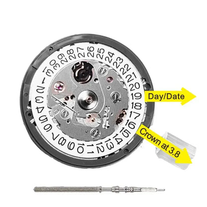 Japan Original Nh35 Movement Crown At 3.8 3 6 Nh35A With Black Date Automatic Mechanical Watch Dial Mods Repair Watchmaker