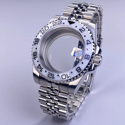 40mm SUB Case NH35 Sliver with Sapphire Crystal 120 Click Compatible with NH34/NH35/NH36 Movements Water-Resistant 28.5mm Dial