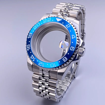 40mm SUB Case NH35 Sliver with Sapphire Crystal 120 Click Compatible with NH34/NH35/NH36 Movements Water-Resistant 28.5mm Dial