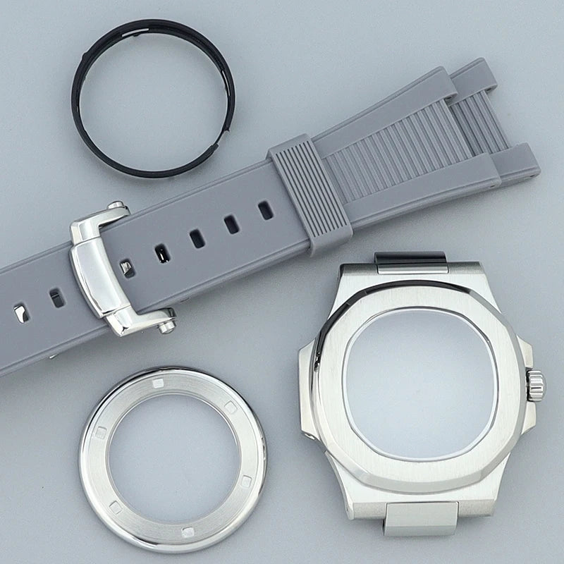 Silver/Black/Rose Gold 40mm Watch Cases Strap Parts Sapphire Glass For NH35 NH36 NH34 NH38 NH72 Movement 30.8mmDial Mod Nautilus