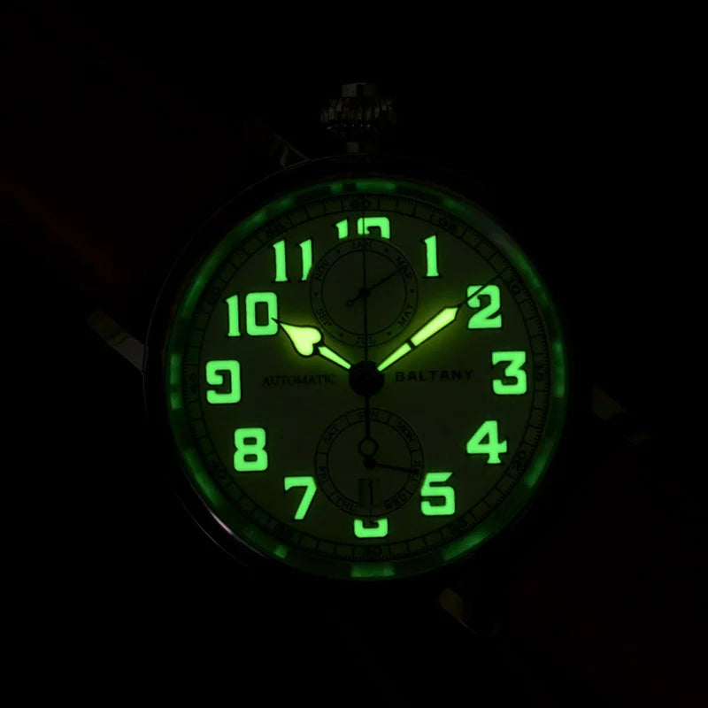 Customizable Baltany 41mm Polit Watch Man S6047 5ATM AR Sapphire Homage A-7 1935 Avigation Miyota 9122 Automatic Swiss Lume