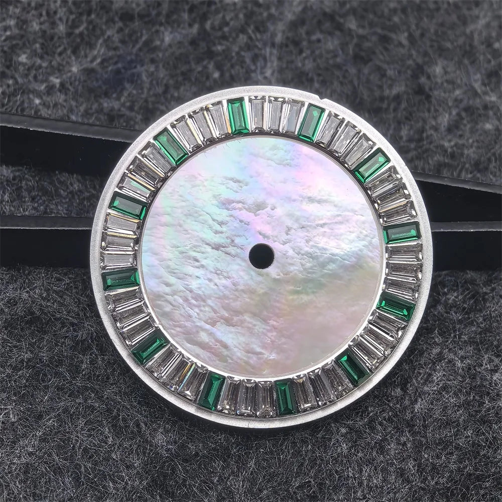 28.5mm Shell Watch Dial with Crystal High Quality Hands No Date No Luminous Watches Faces Modified Accessories
