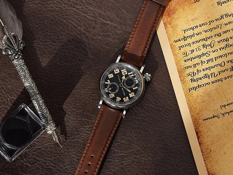 Customizable Baltany 41mm Polit Watch Man S6047 5ATM AR Sapphire Homage A-7 1935 Avigation Miyota 9122 Automatic Swiss Lume