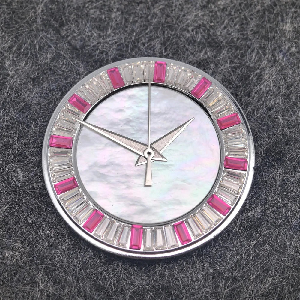 28.5mm Shell Watch Dial with Crystal High Quality Hands No Date No Luminous Watches Faces Modified Accessories