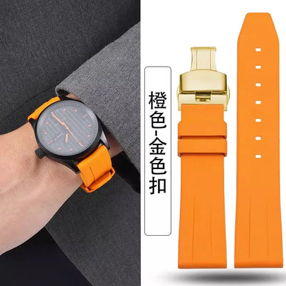 18mm 19mm 20mm  Fluorine rubber Watch Strap Men's  Silicone Bracelet For pilot flat lug diver