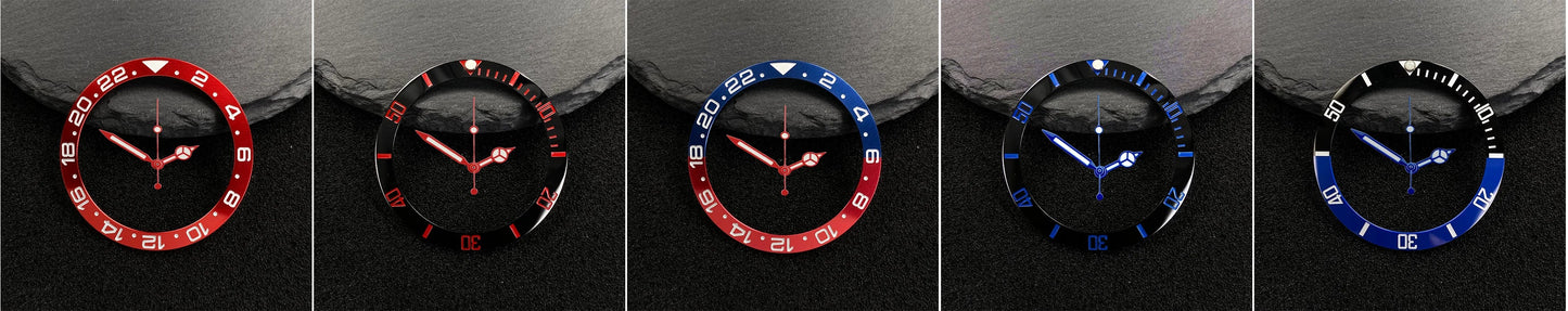 GMT Watch Case 40mm NH34 Nh35 Sliver Watch Case with Sapphire Crystal 120 Click Compatible with NH34/NH35/NH36 Movements Water-Resistant 28.5mm Dial