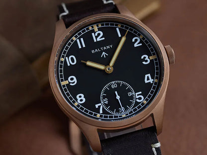 Baltany Vintage Dirty Dozen Wristwatches Golden Hands Seagull ST3620 Luminous 5ATM Leather Automatic Retro D12 Bronze Watches