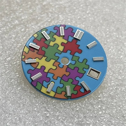 28.5mm/31mm NH35 Dial GBW9 Blue Luminous Logbook Watch Dial Enamel Surface Watch Faces Watch Accessories for NH35 NH36 Movement