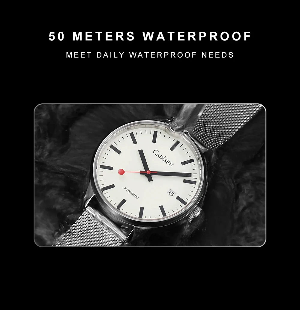 Cadisen C8221 Minimalist Watch Miyota 8215 AR Sapphire C3 Lume 40MM 5Bar