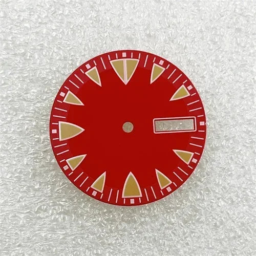28.5mm Green Luminous NH36 Watch Dial Triangular Scale Dial Mechanical Watch Face for NH36A Movement Dive Watch Repair Parts