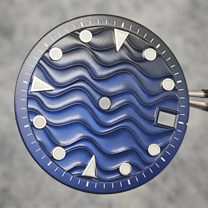 28.5mm Watch Dial Water Ripple Gradient Color Watch Faces Green Luminous Surface Man’s Watch Accessories for NH35 Movement