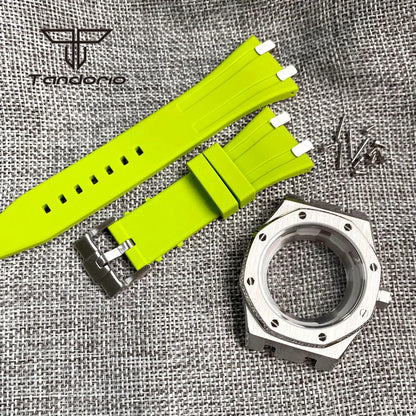 42mm Royal Oak AP Case Stainless Steel Brushed Octagon Watch Case Bracelet Glass Back Chapter Ring Sapphire Glass Fit NH35 NH36 Automatic Movement