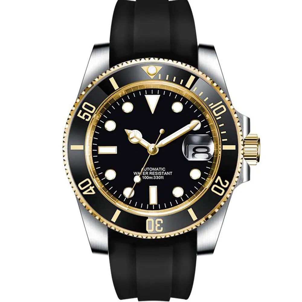 Corgeut 3002 Dive Watch  NH35 / miyota 8215 40mm Yacht Watch Two Tone Gold Ceremic Bezel  10bar Sapphire