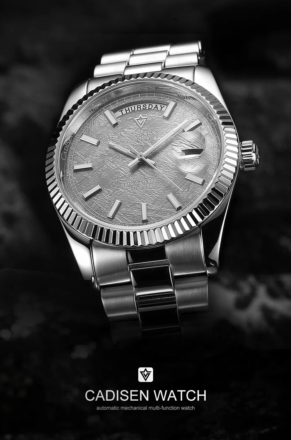 CADISEN C8215 DD40 Watches Day-Date AR Sapphir 10Bar MIYOTA 8285 Movt 40MM