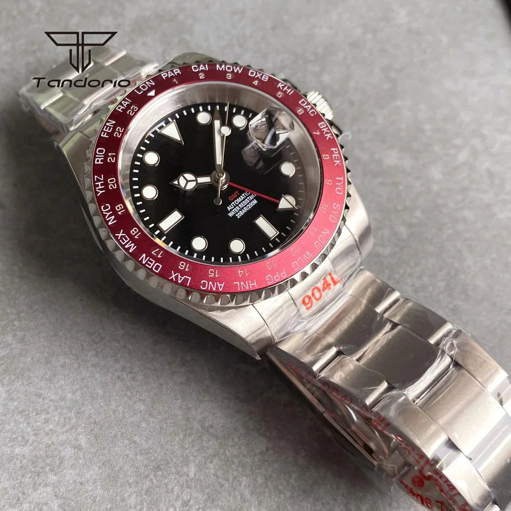 Tandorio Professonal GMT Watch Sapphire NH34 Diver 20atm Ceramic TD240 40mm