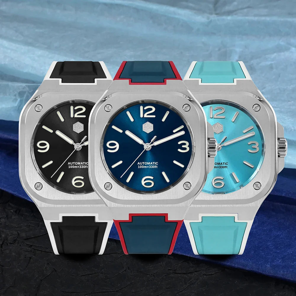 San Martin Square Watch SN0074G 40mm PT5000 Sw200  Automatic 10 Bar BGW-9 Lume