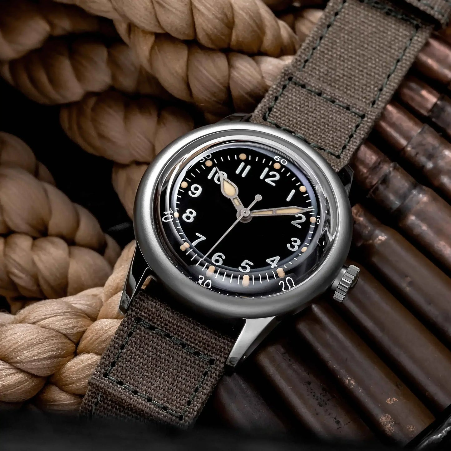 THORN SHY040 A11 Titanium Pilot Watch Military Retro NH35 AR Sapphire Luminous bullet in the back