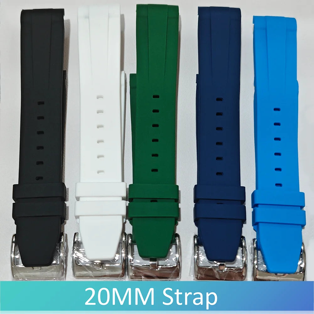 40mm Transparent Case For NH35 Case 20mm Watch Bands Set Green Luminous SUB Acrylic Plastic Case Clear Watch Case Accessories